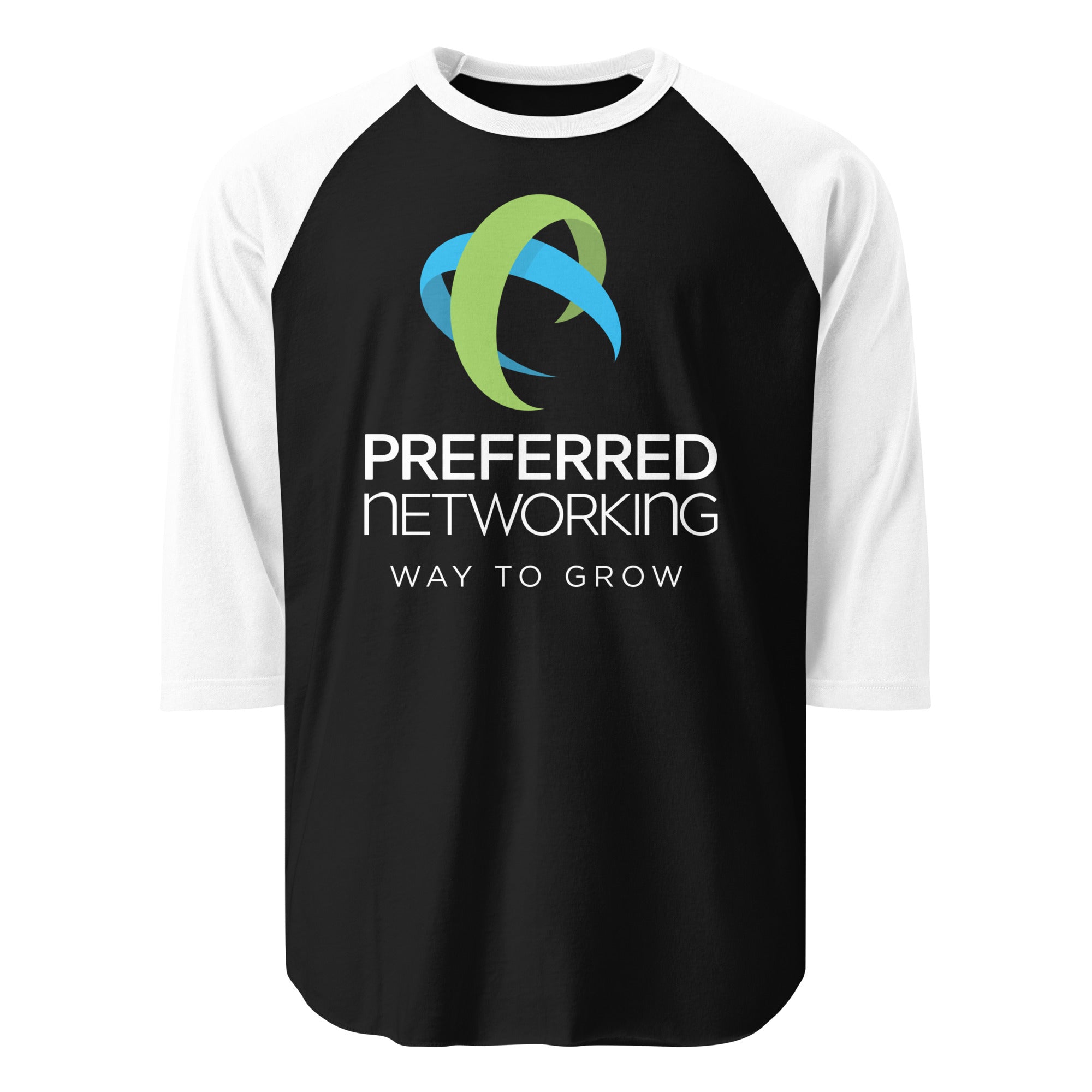 Preferred Networking 3/4 Sleeve Raglan W/B Shirt with Large Logo
