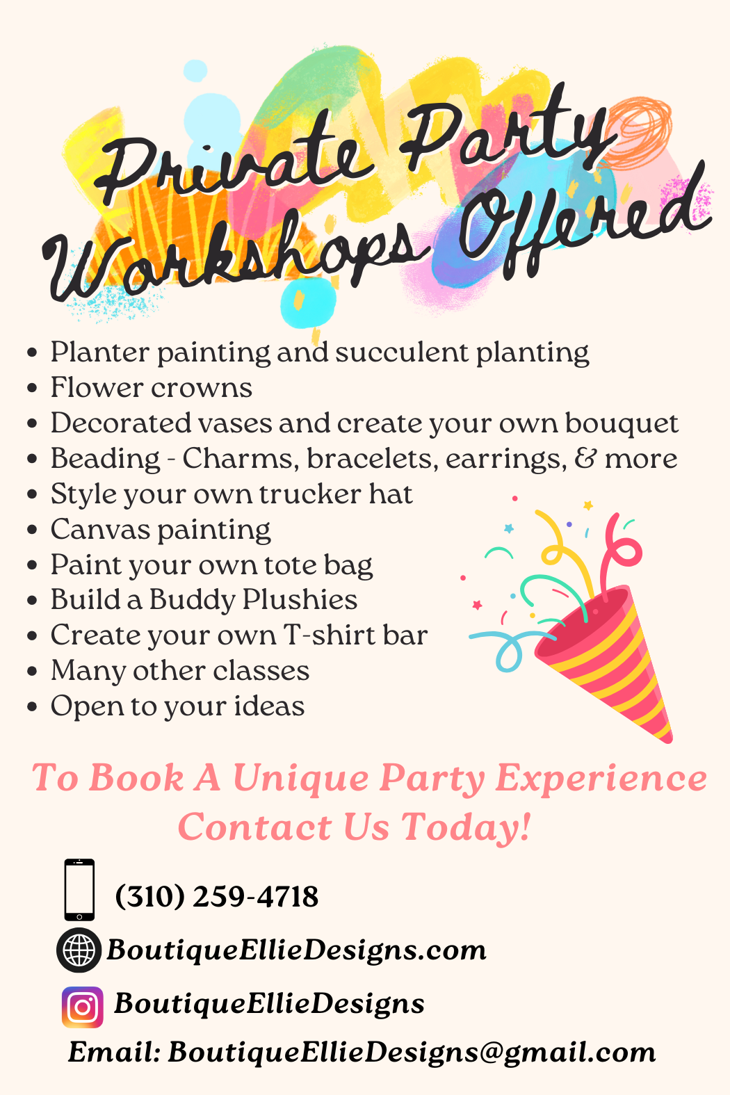 Private Craft Party Workshops