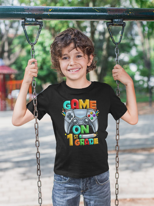 Game on 1st Grade Black T-shirt