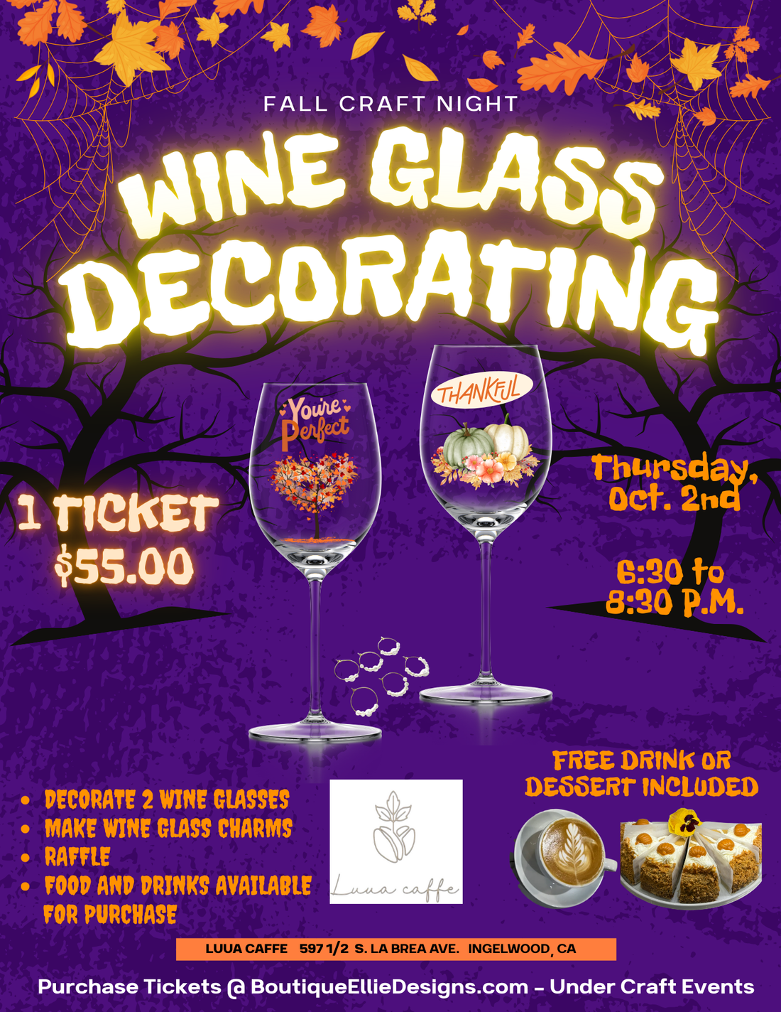 1 Ticket for Wine Glass Decorating
