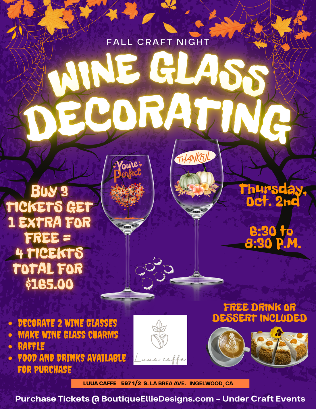 Buy 3 Tickets Get 1 Extra Ticket for Free for Wine Glass Decorating