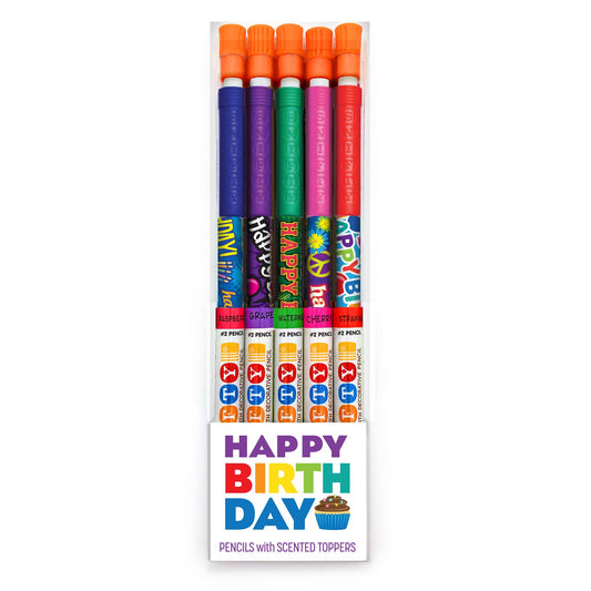 HAPPY BIRTHDAY SCENTED PENCIL TOPPERS 5 PACK